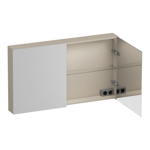 BRAUER Impress Deluxe armoire de toilette avec miroir - 120x70x15cm - éclairage interne et externe - 2 portes miroir double face - beige mat SW1198977