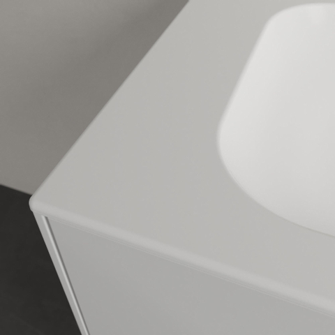 Villeroy & Boch finion meubelwastafel - 1 kraangat - 80x50cm CeramicPlus - met verdekte overloop - Stone White (mat wit) SW209573