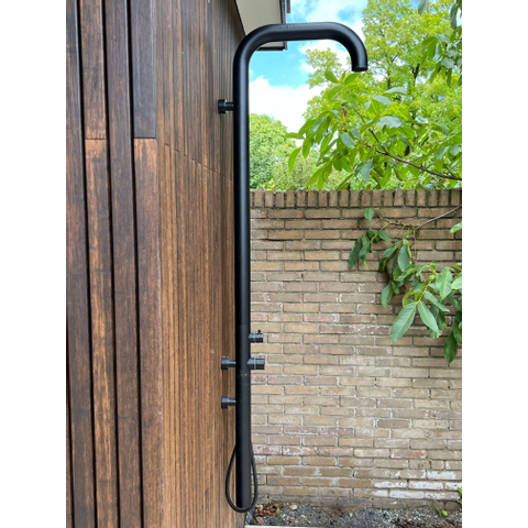 Sumatra Breeze Square Buitendouche WPC Aluminium 70x55 Cm Hoekig Vierkant Zwart