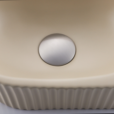 QeramiQ Fuente fonteinset – halfrond – 40x21.5x12 cm – keramiek beige – kraangat rechts – kraan geborsteld RVS SW1232816