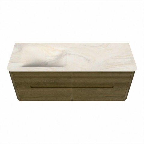 Mondiaz CIRO-DLUX Badkamermeubelset - 130x45x50cm - Solid surface wastafel Ostra - 1 wasbak Links - zonder kraangaten - 4 lades - Dusk SW1532926