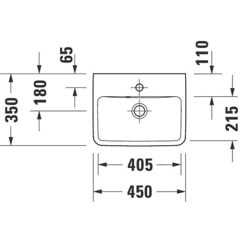 Duravit No.1 - No.1 - handwasbakje - 450mm - met overloop - 1 kraangat midden - hoogglans wit SW723812