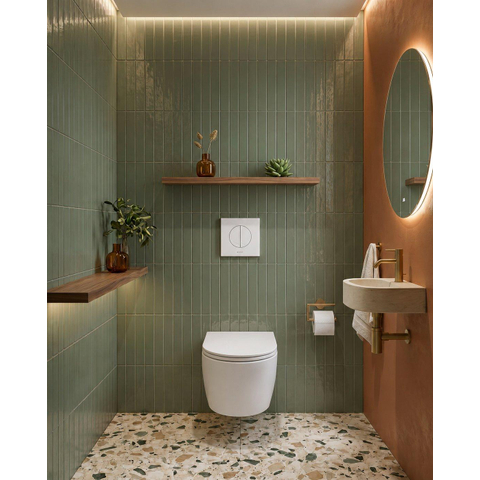 QeramiQ Dely Pack WC - réservoir encastré Wisa - plaque de déclenchement blanche - WC - abattant - blanc brillant SW643460