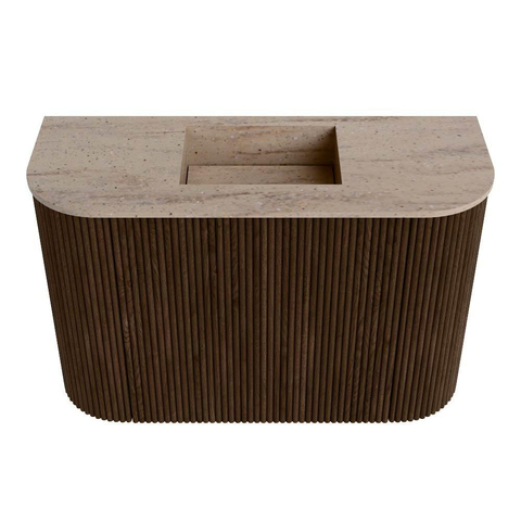 Mondiaz JOYA-DLUX Meuble de toilette 63.2cm - arrondi gauche et droite couleur Walnut - Vasque FAYE position Milieu Sans trou de robinet couleur Saba SW1424685