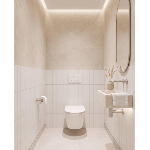 QeramiQ Dely Ensemble WC - réservoir encastré Qeramiq Flush - abattant 35mm - plaque de commande blanche mate en métal - boutons ronds - blanc brillant SW1579182
