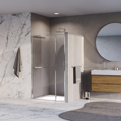 BRAUER Luminis Nisdeur - 120x200 - 2-delig naar binnen draaiend - helder glas - omkeerbaar - incl. glascoating - chroom SW1580838