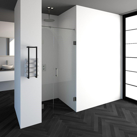 BRAUER Void porte de niche 2-parties verre transparent 90x200 réversible avec porte pivotante 60 contre le mur incl. traitement du verre PVD couleur inox SW223756
