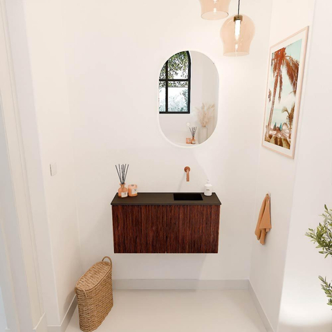 Mondiaz JOYA 80cm meuble de toilette - couleur Ruby - Vasque FAYE position Droite Sans trou de robinet couleur Urban SW1421833