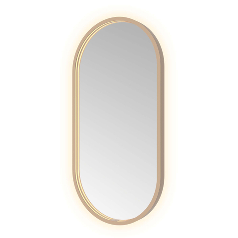 Hotbath &MORE Miroir Ovale éclairage LED direct et indirect chauffage de miroir dimmable avec télécommande Laiton brossé PVD SW1245608