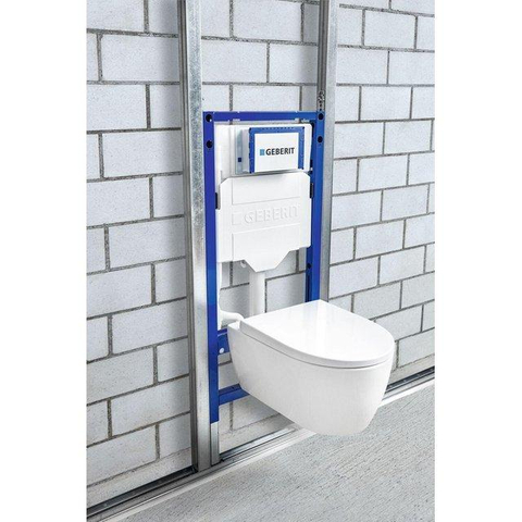 Geberit Duofix Element - UP 320 - QeramiQ Push Steel bedieningsplaat slim - wand 112cm - ronde knoppen - mat zwart SW1600505