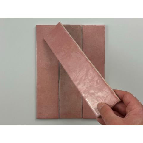 ÉCHANTILLON Terravito Mellina Carreau mural en céramique - 6x24,6cm - 8mm - Rose SW1441119
