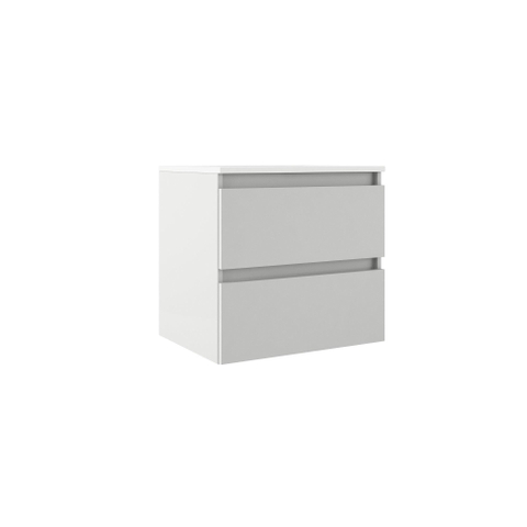Saniclass Chacito Badkamermeubelset - 60x40x55cm - keramische wastafel glans wit - 1 wasbak - 1 kraangat - 2 lades - mat wit SW1440717