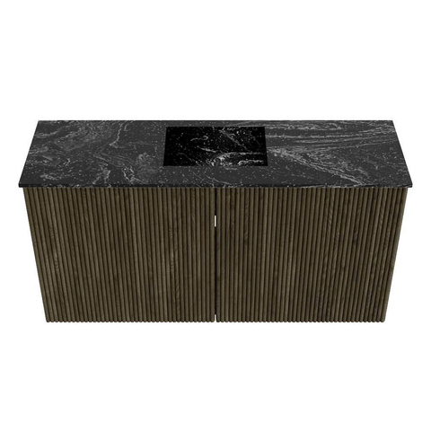 Mondiaz JOYA-DLUX 80cm meuble de salle de bains - couleur Shadow - Vasque FAYE position Milieu Sans trou de robinet couleur Lava. SW1422854