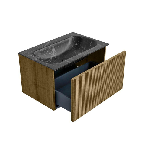 Mondiaz KURVE-DLUX Badkamermeubelset - 70x46x40cm - 1 lade - wastafel solid surface - midden - zonder kraangat - Dusk SW1415242