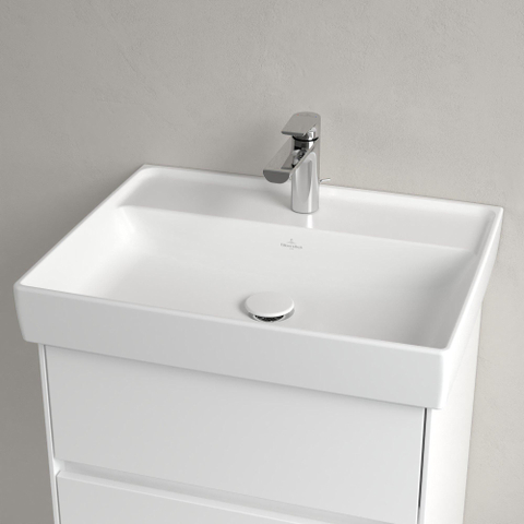 Villeroy & Boch Collaro wastafel - 60x47cm - zonder overloop - 1 kraangat CeramicPlus - Stone White (mat wit) SW358312