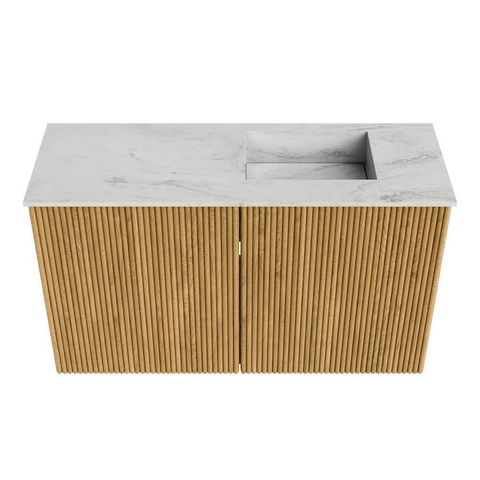Mondiaz JOYA-DLUX 70cm toiletmeubel - kleur Oak - Wastafel FAYE positie Rechts Zonder kraangat kleur Opalo. SW1422153
