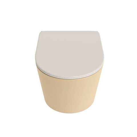 Mondiaz LAVIE hangtoilet – spoelrandloos – 36 x 53 cm – met softclose zitting – Sand (beige), zitting Linen (offwhite) SW1208659