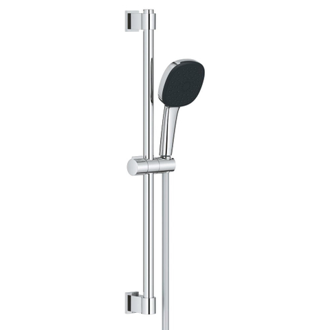 GROHE Vitalio Comfort 110 Ensemble barre de douche - 60cm - douchette à main carrée - 3 types de jets - flexible de douche lisse - chrome SW1028285