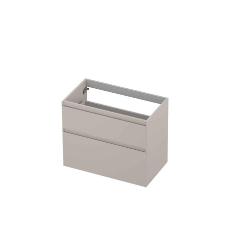 INK Meuble sous-lavabo - 80x45x65cm - 2 tiroirs - sans poignées - finition à 45 degrés tout autour - asymétrique - MDF laque gris cachemire mat SW798215