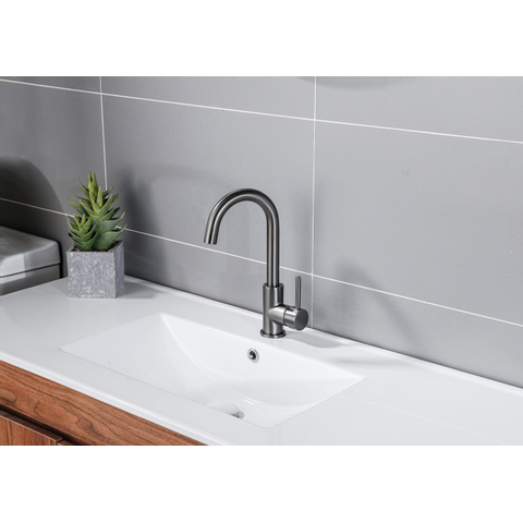 Fortifura Calvi wastafelkraan - hoog - draaibare - uitloop - PVD - geborsteld gunmetal (antraciet) SW809350