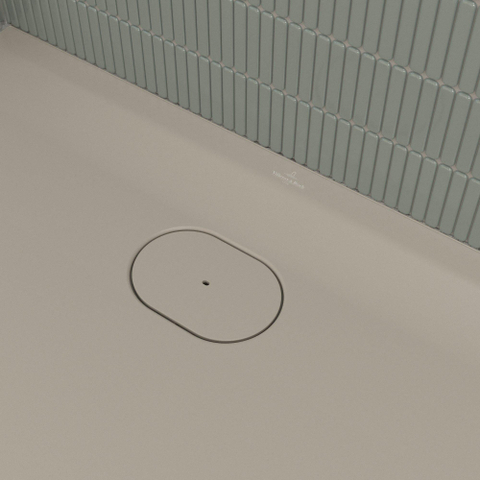 Villeroy & Boch Ecora douchebak - 140x100x3.5cm - afvoer korte zijde - almond (beige) SW1558902