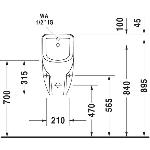 Duravit D Code Cuvette d’urinoir avec arroseur et fixation avec siphon et connexion derrière Blanc 0315129