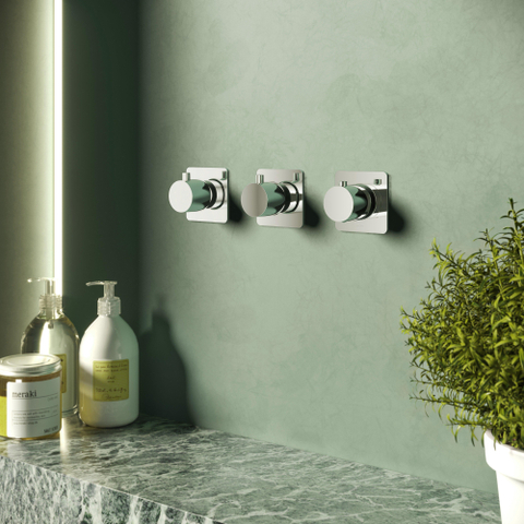 Hotbath Gal Afbouwdeel - voor inbouwdouchethermostaat - met 2 stopkranen Horizontaal/verticaal - hoogglans chroom SW656145