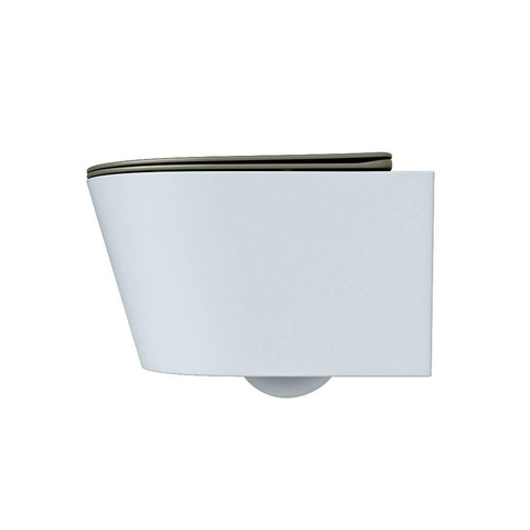 Mondiaz LAVIE hangtoilet – spoelrandloos – 36 x 53 cm – met softclose zitting – Clay (lichtblauw/grijs), zitting Army (groen) SW1208569