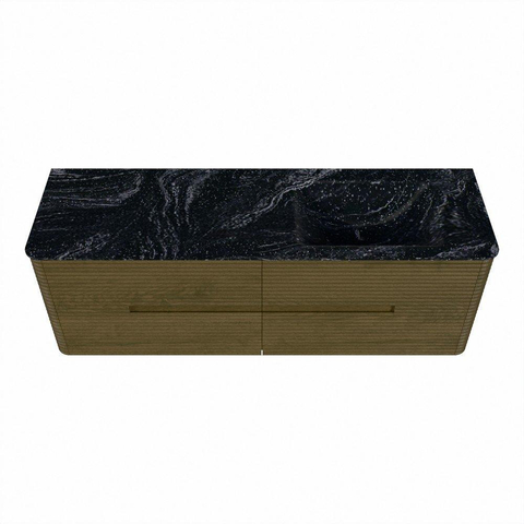 Mondiaz CIRO-DLUX Meuble de salle de bains - 150x45x50cm - plan-vasque Solid surface Lava - 1 lavabo à droite - sans trous de robinet - 4 tiroirs - Dusk SW1533051
