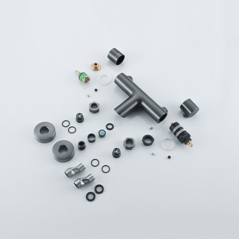 Fortifura Calvi thermostatische badkraan - PVD - geborsteld gunmetal (antraciet) SW720225