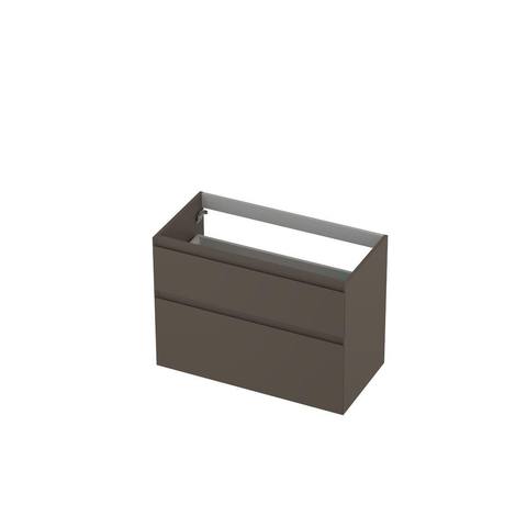 INK Wastafelonderkast - 90x45x65cm - 2 lades - greeploos - MDF lak - Mat taupe SW693263