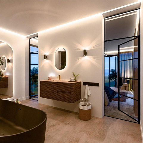 Mondiaz CIRO-DLUX Meuble de salle de bains - 120x45x50cm - Plan vasque Solid surface Arena - 1 vasque à gauche - 1 trou de robinet - 2 tiroirs - Dusk SW1533093