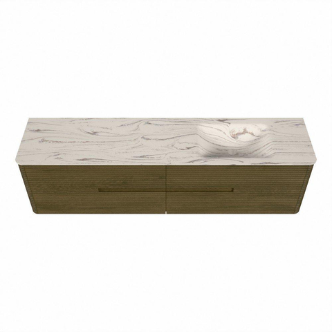 Mondiaz CIRO-DLUX Ensemble de meubles de salle de bains - 190x45x50cm - Plan-vasque solid surface Nata - 1 vasque à droite - 1 trou de robinet - 4 tiroirs - Dusk SW1533247