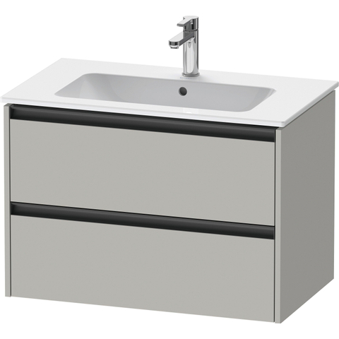 Duravit Ketho.2 Wastafelonderbouwkast - met 2 laden - 81x48x55cm - met grepen antraciet - betongrijs mat SW772642