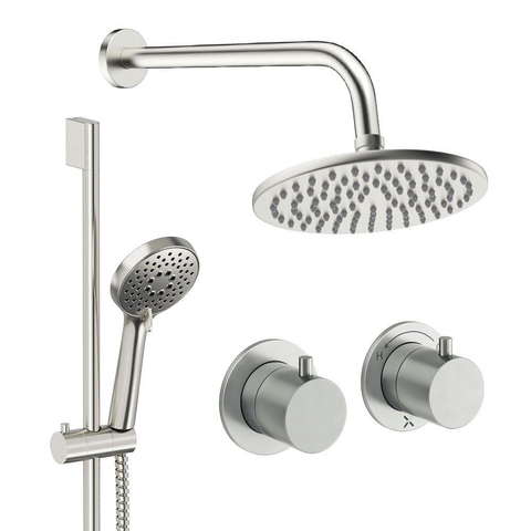 Crosswater MPRO Module ensemble de douche pluie encastré – douche de tête Ø 20 cm – 2 leviers – barre de douche 69.8 cm – inox brossé SW1472387