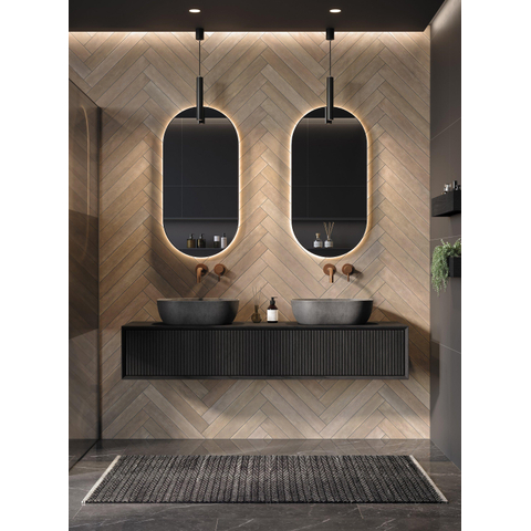 LoooX Mirror collection spiegel – ovaal – 50x100 cm – indirecte LED rondom – Zwart mat SW773280