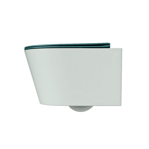 Mondiaz LAVIE hangtoilet – spoelrandloos – 36 x 53 cm – met softclose zitting – Greey (lichtgroen/grijs), zitting Smag (groen) SW1208714