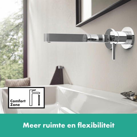 Hansgrohe Finoris 1 greeps wastafelkraan - inbouw - voorsprong 228 mm - met afvoerplug - hoogglans chroom SW651162
