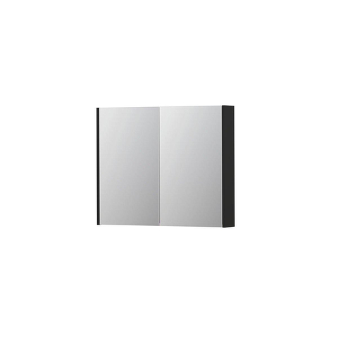 INK SPK2 Spiegelkast - 90x14x74cm - 2 deuren - dubbelzijdige Spiegel - schakelaar en stopcontact - MDF lak zwart mat SW353420