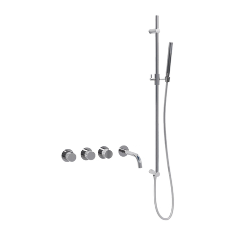 Fortifura Nebbio Badcombinatie-set - thermostaatkraan - glijstang geïntegreerde wandaansluitbocht - gladde doucheslang - staaf handdouche - uitloop - chroom SW1237986