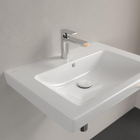 Villeroy & Boch Subway 2.0 wastafel - geslepen - 65x47cm - met kraangat - met overloop CeramicPlus - White Alpine (glans wit) 1025019