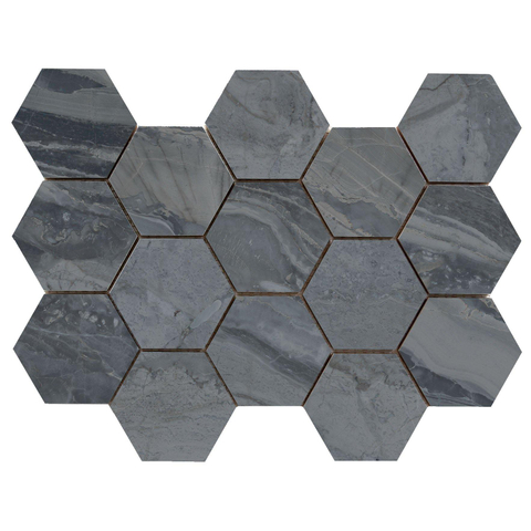 Terravito Ivello Mozaïektegel - 22.5x32.5cm - hexagon - 10mm - Dark gepolijst SW1119953