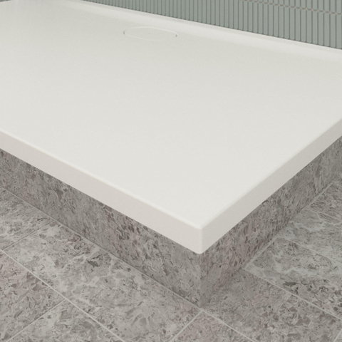 Villeroy & Boch Ecora douchebak - 150x90x3.5cm - afvoer lange zijde - stone white (wit) SW1558883