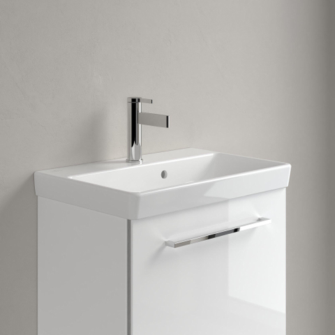 Villeroy & Boch Avento wastafel - compact - 55x37cm - met kraangat - met overloop ceramic plus - White Alpine (glans wit) SW59858