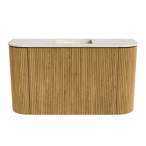 Mondiaz JOYA-DLUX 73.2cm toiletmeubel - ronding links en rechts kleur Oak - Wastafel FAYE positie Midden Zonder kraangat kleur Ostra. SW1422247