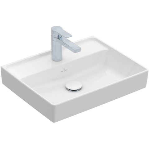 Villeroy & Boch Collaro fontein - 50x40cm - zonder overloop - 1 kraangat CeramicPlus - White Alpine (glans wit) SW358372