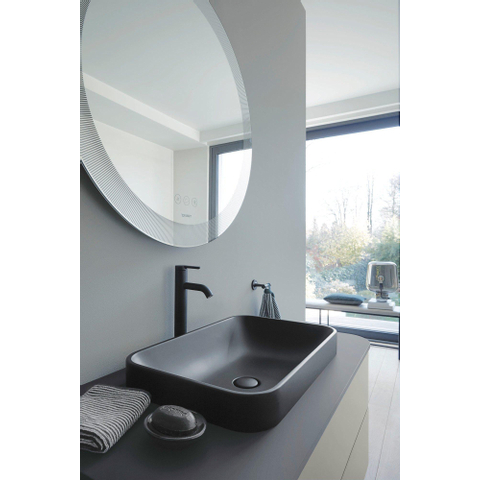 Duravit Happy D.2 Plus waskom rechthoekig - zonder kraangat - zonder overloop - 60x40cm - met keramische afdekkap - mat antraciet SW297026