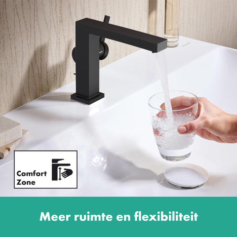 Hansgrohe Tecturis E Eengreeps wastafelkraan - 110 Fine - coolstart - met PopUp - trekwaste - mat zwart SW918803