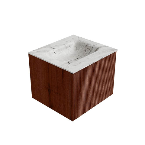 Mondiaz KURVE-DLUX Ensemble de meubles de salle de bains - 50x46x40cm - 1 tiroir - lavabo solid surface - central - 1 trou de robinet - Ruby SW1415783