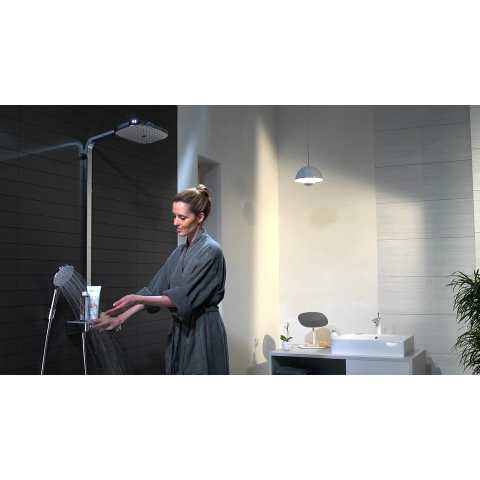Hansgrohe Raindance Select E 300 - showerpipe: - met Showertablet - 300 opbouwkraan - thermostatisch - met handdouche - 3jet en hoofddouche - 3jet wit/chroom - thermostaat - wit chroom 0452234
